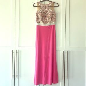 Sherri Hill, beaded, pink, fitted gown